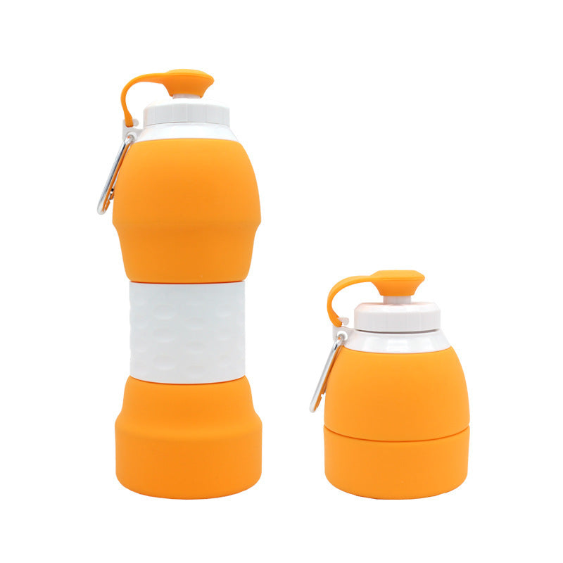 {{ brand }} Collapsible Silicone Water Bottle with Carabiner Clip Orange - Silicone folding water bottle