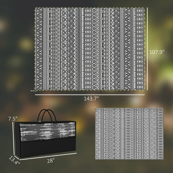 Portable Reversible Outdoor Rug | Large Plastic Straw Mat for Camping