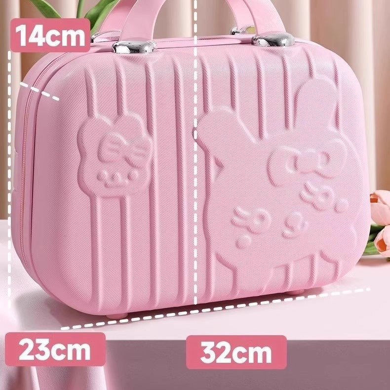 Pink textured stationery box with embossed rabbit faces; sizes 14cm, 23cm, 32cm