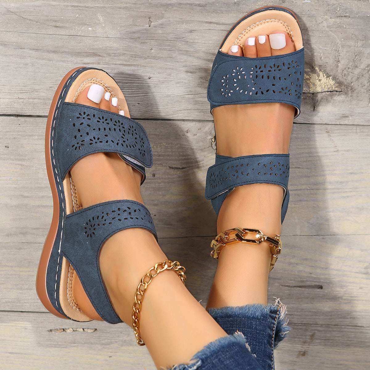 Women's Slope-Heeled Sandals – Casual Thick Sole Comfort Slope-heeled Casual Thick Sandals | Ectron Online