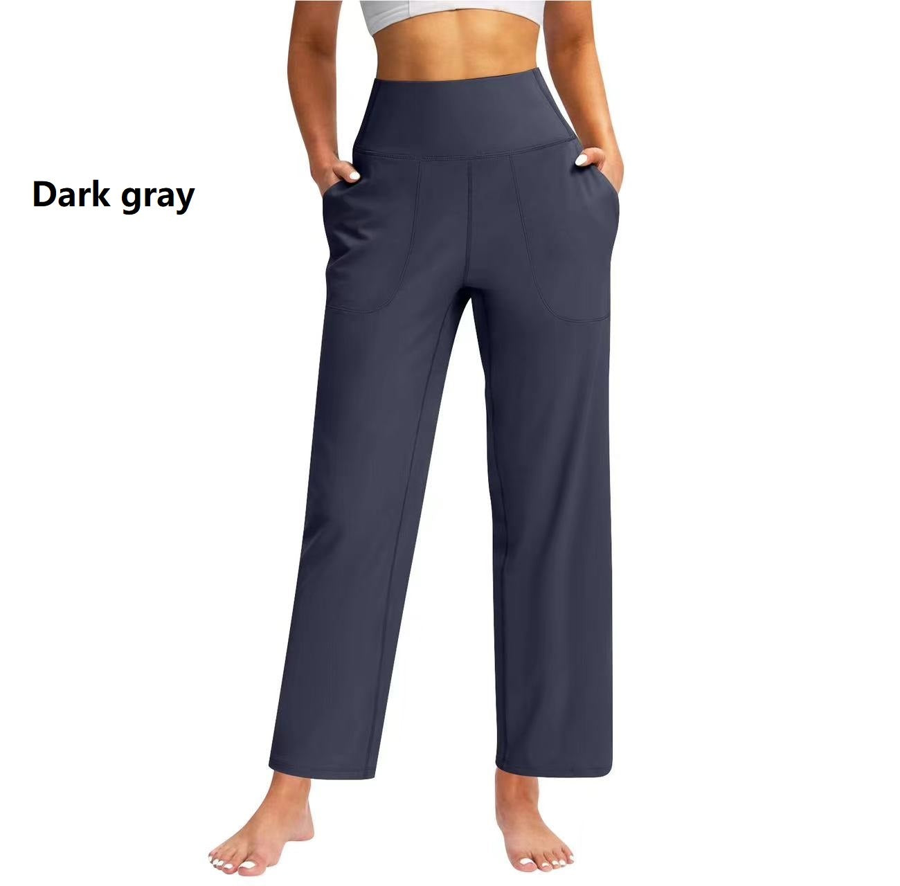 Women's High Waist Pure Color Draping Effect Straight Casual Trousers Women's High Waist Pure Color Draping Ef | Ectron Online