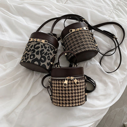 Ladies Handbag Bucket Bag Check Houndstooth