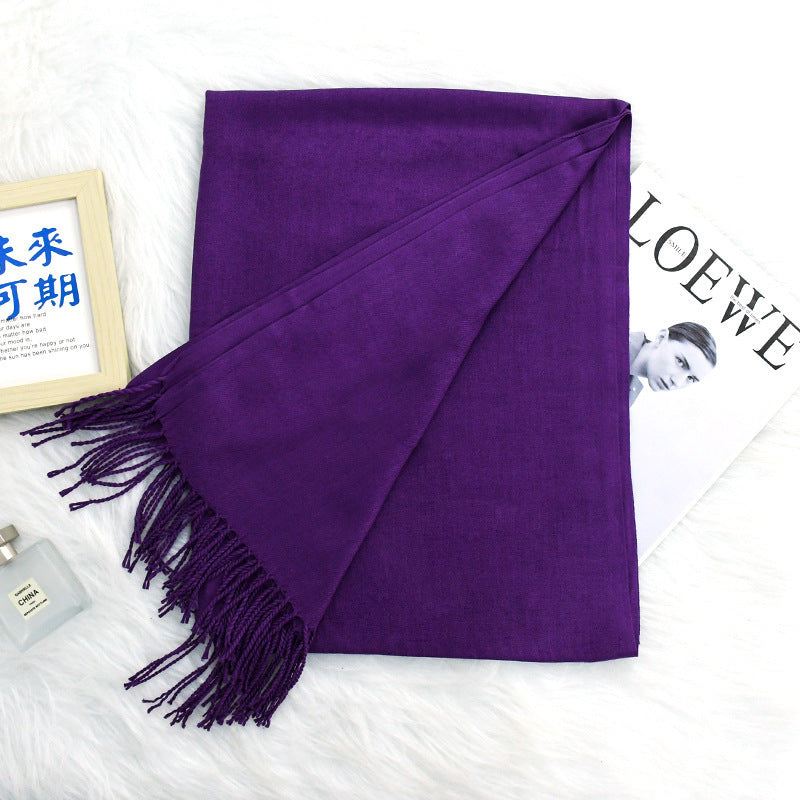 Luxurious Warm Tassel Scarf - Cashmere-Feel Meeting Accessory Annual Meeting Warm Cashmere Tassel Scar | Ectron Online