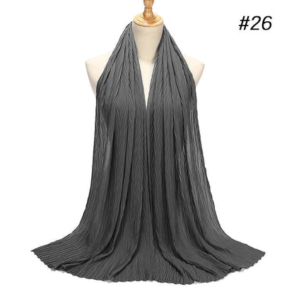 Fashion Pearl Chiffon Pleated Head Gauze Scarf