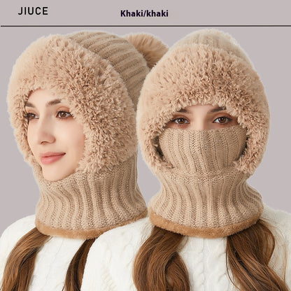 3-in-1 High Elastic Knitted Hat | Scarf & Mask One-Piece Winter Set High Elastic Solid Color Knitted Hat Sca | Ectron Online