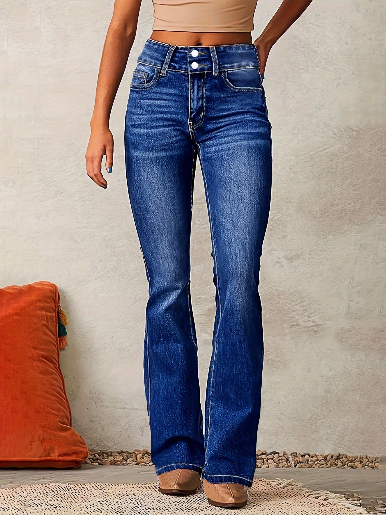 Women's Skinny Flared Jeans Skinny Flared Jeans With Pockets Fashion | Ectron Online