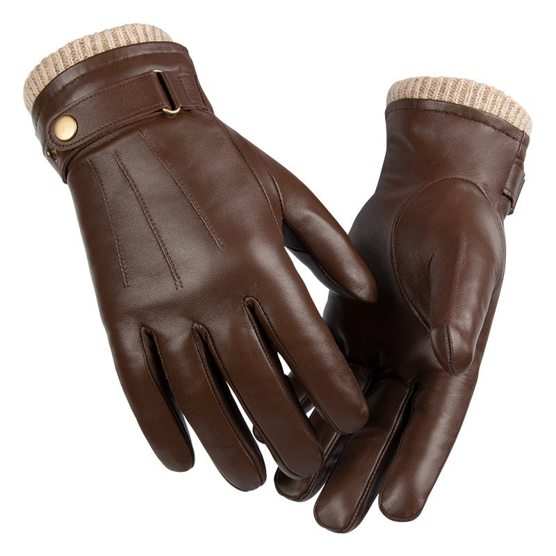 Men's Sheepskin Warm Gloves Men's Fleece-lined Windproof Winter Shee | Ectron Online