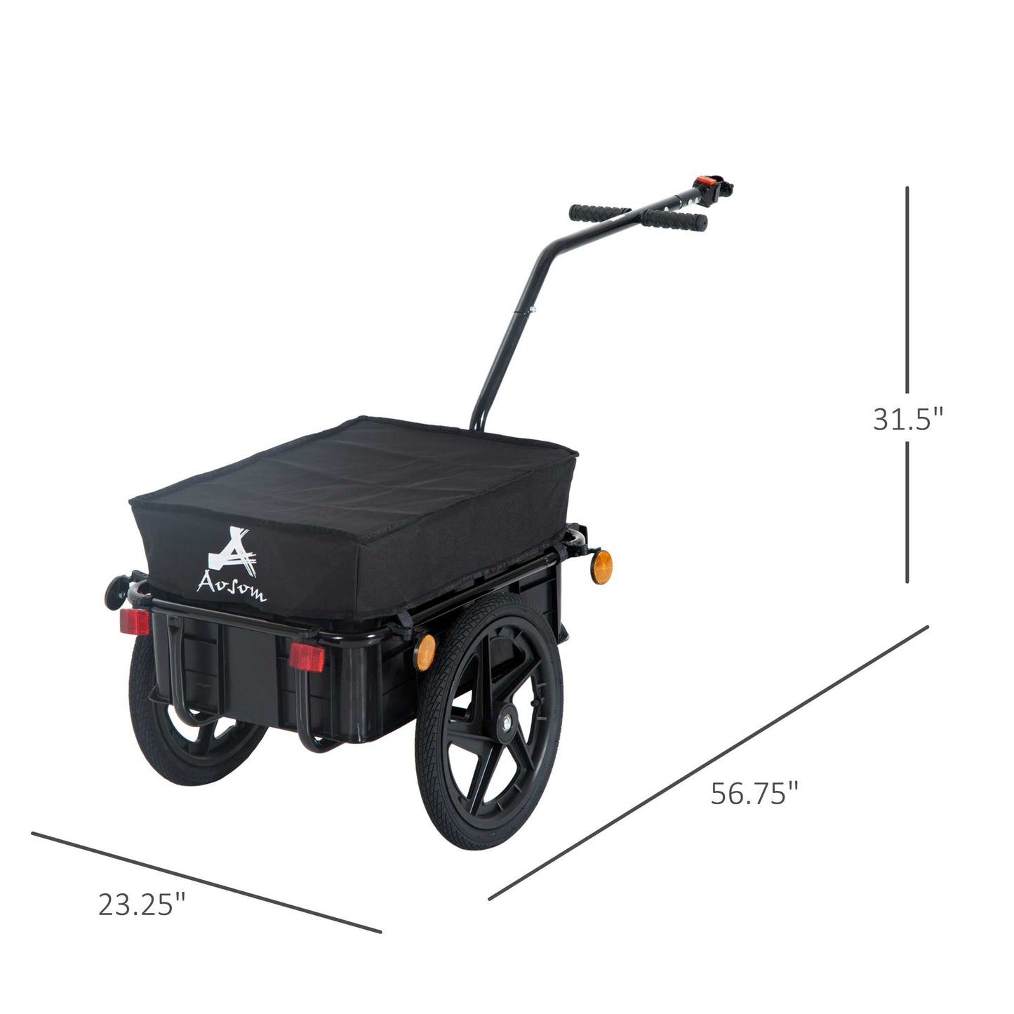 Bicycle Cargo Trailer with Removable Box & Waterproof Cover - Black