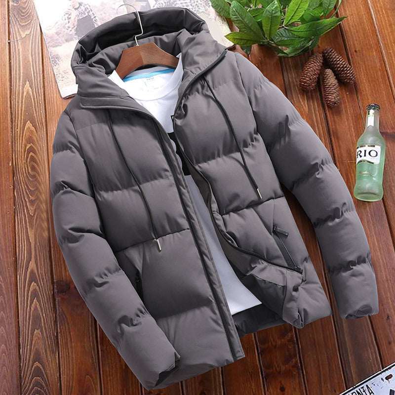 Winter Men's Solid Color Hooded Padded Coat