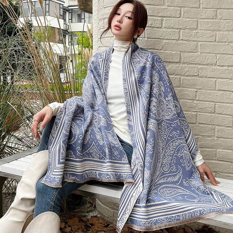 Women's Versatile Thickened Warm Cashmere Scarf Female Versatile Fashion Thickened Warm Cashmere Scarf | Ectron Online