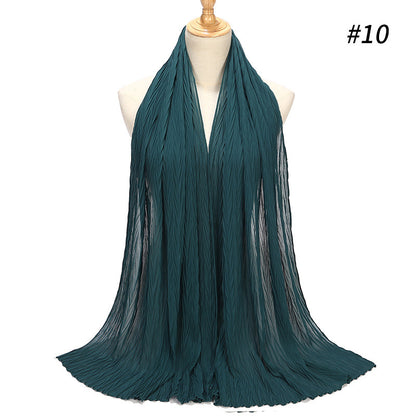 Fashion Pearl Chiffon Pleated Head Gauze Scarf