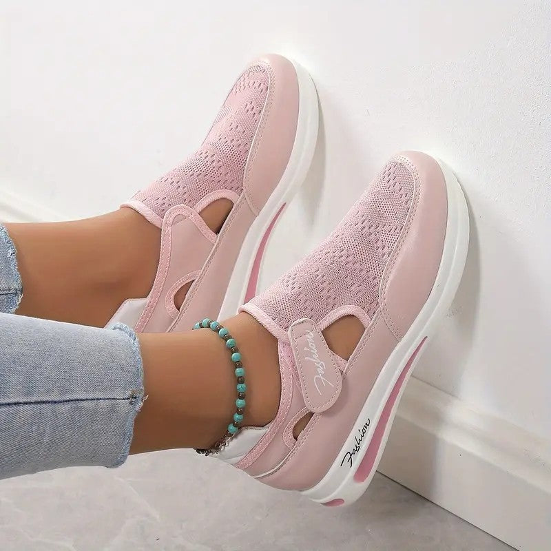 Wedge Platform Hollow Velcro Round Toe Low-top Sneaker Wedge Platform Hollow Velcro Round Toe L | Ectron Online