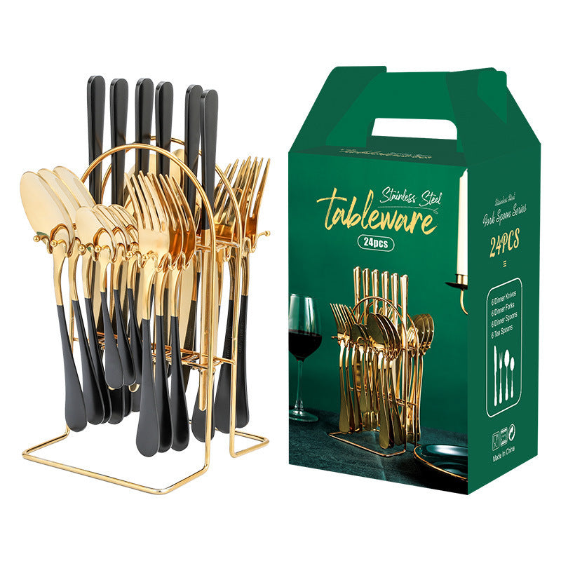 Stainless Steel Knife, Spoon & Fork Utensil Set Gold Dinnerware Set Stainless Steel Tabl | Ectron Online