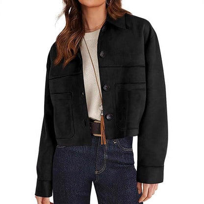Women's Faux Suede Short Jacket | Casual Lightweight Autumn Coat European And American Style Women Faux S | Ectron Online