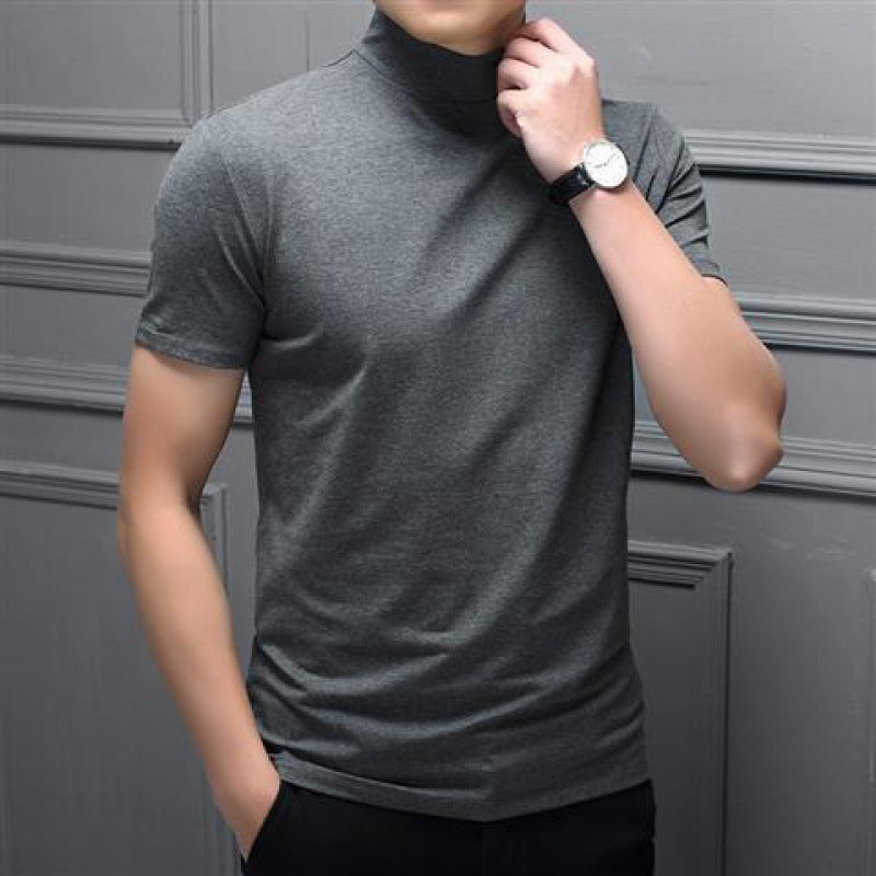 Men’s Half Turtleneck Shirt – Mercerized Cotton Short Sleeve Spring Summer Men Half Turtleneck Mercer | Ectron Online