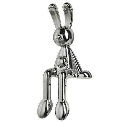 Light Luxury Silver Electroplated Sitting Rabbit Decoration Living Room Wine Cabinet TV