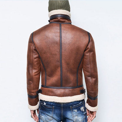 Men's Jacket Winter Highneck Warm Fur Liner Lapel Leather Zipper Men's Jacket Winter Highneck Warm Fur Li | Ectron Online