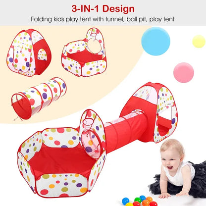 3-in-1 Kids Play Tent Set 3 In 1 Child Crawl Tunnel Tent Kids Play | Ectron Online