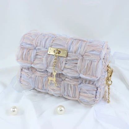 Ribbon gauze hand-woven chain bag