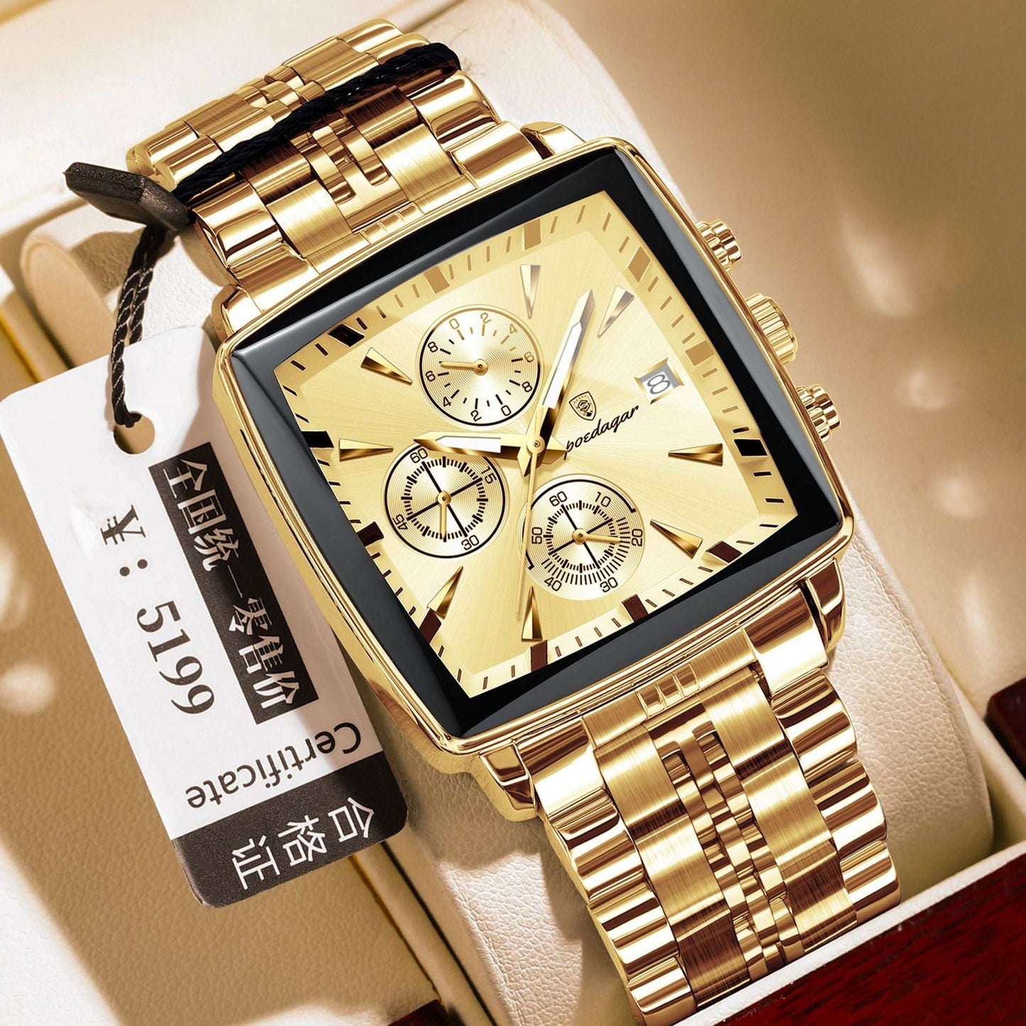Men's Square Business Quartz Watch Square Men's Watch Multifunctional Busin | Ectron Online