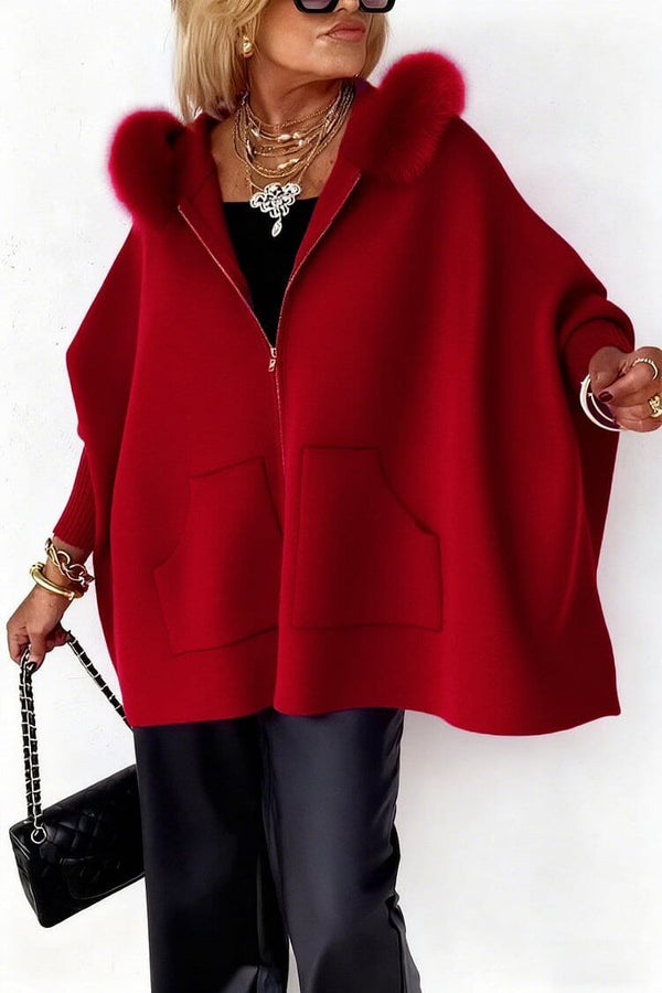 INS Plush Hooded Zip-Up Cardigan