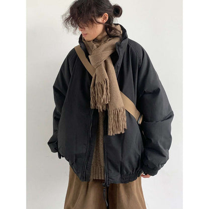 Retro Vertical Striped Puffer Jacket