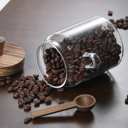 3 Pcs Glass Coffee & Storage Jars with Spoons - Airtight Spice & Snack Set 3 Pcs Glass Coffee Jars With Spoons, Can | Ectron Online