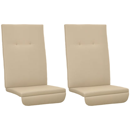 Beige replacement porch swing cushions, two tufted seat pads with thick padding