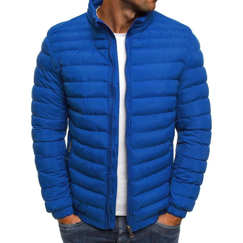 Men's Solid Color Cold-Proof Overcoat Men Jacket Zipper Solid Color Long Sleev | Ectron Online