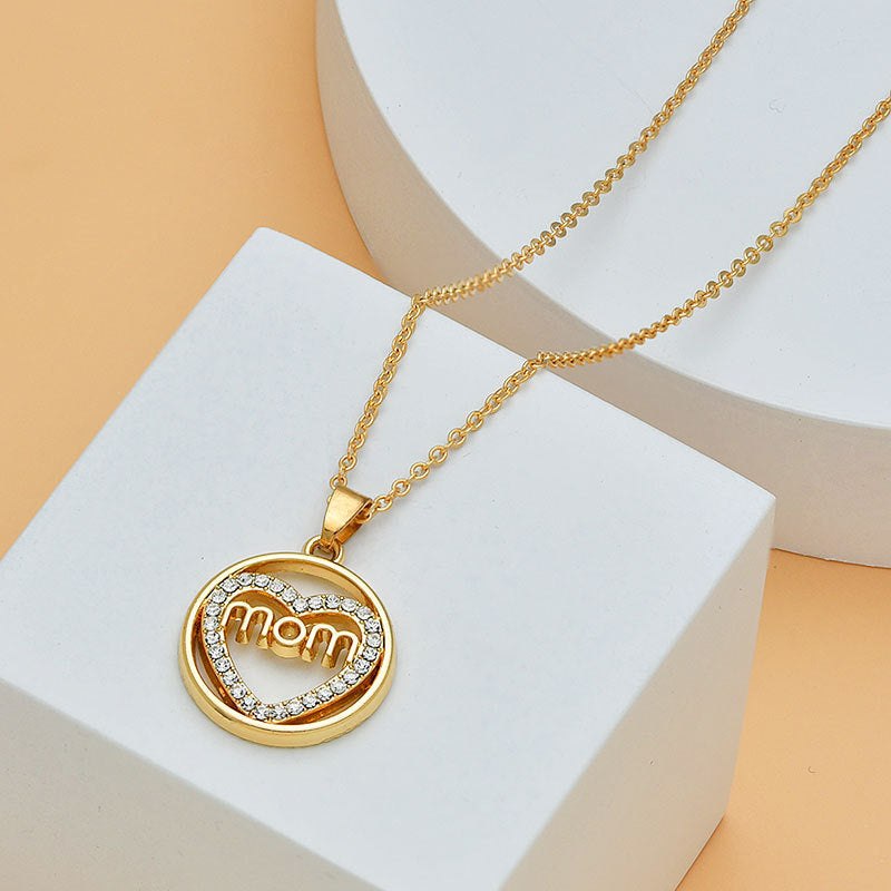 A Mother's Love | Heart-Shaped Diamond Letter Necklace Mother's Day Mom Heart Shape With Diamond Letter Necklace For Women Fine Jewelry Women Accessories Fashion Jewelry | Ectron Online