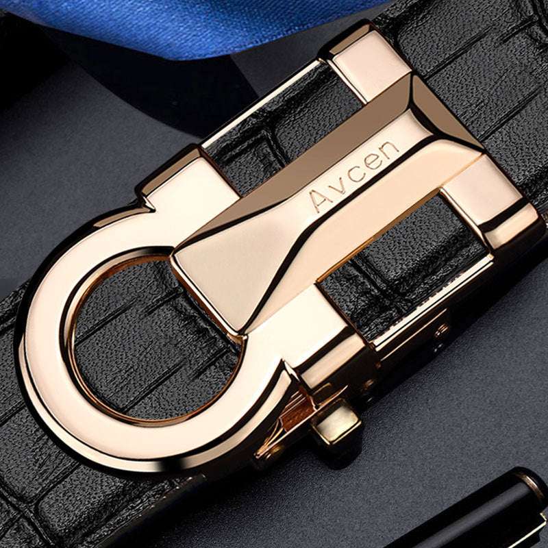 Men's Automatic Buckle Belt - High-End Cowhide & Trend Automatic Buckle High-end Trend Belt | Ectron Online