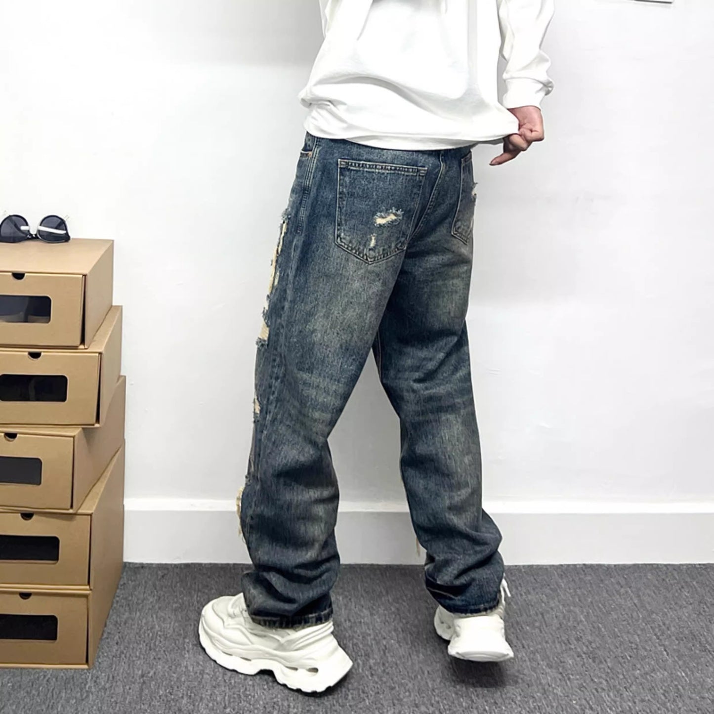 Men's American Casual Ripped Patch Jeans