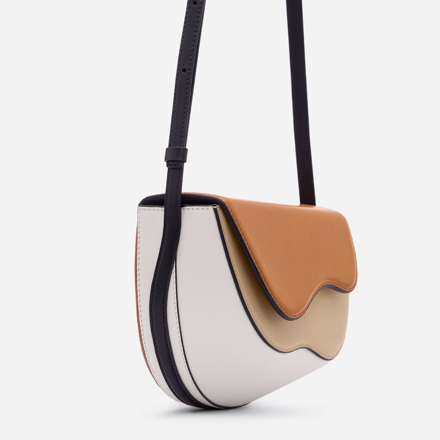 Stitching Unique Curve Multicolor Saddle Bag