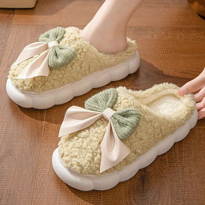 Women's Winter Fur Slippers – Cute Bow, Non-Slip, Plush Comfort Winter Warm Fur Slippers For Women Cute | Ectron Online