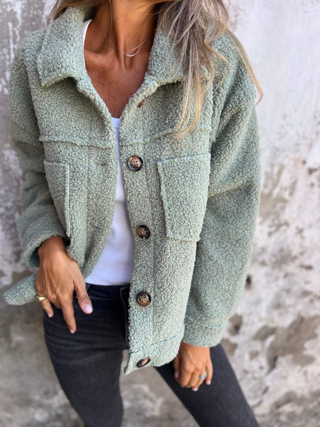 Single-Breasted Lamb Wool Coat Women's Lapel Single Breasted Lamb Wool | Ectron Online