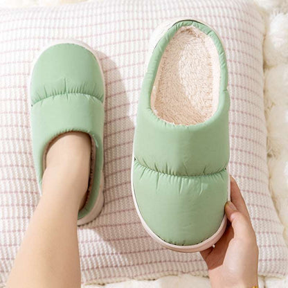 Down Cotton Slippers – Winter Warm Non-slip House Shoes for Couples New Down Cotton Slippers Women Couple Wi | Ectron Online