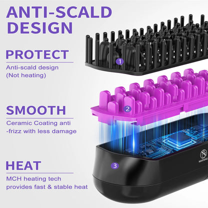 Advanced Ionic Steam Straightening Brush Hair Straightener Brush, Ionic Plus Stea | Ectron Online