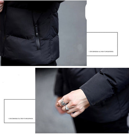 Men's Winter Hooded Padded Coat - Warm Solid Color Parka Winter Men's Solid Color Hooded Padded C | Ectron Online