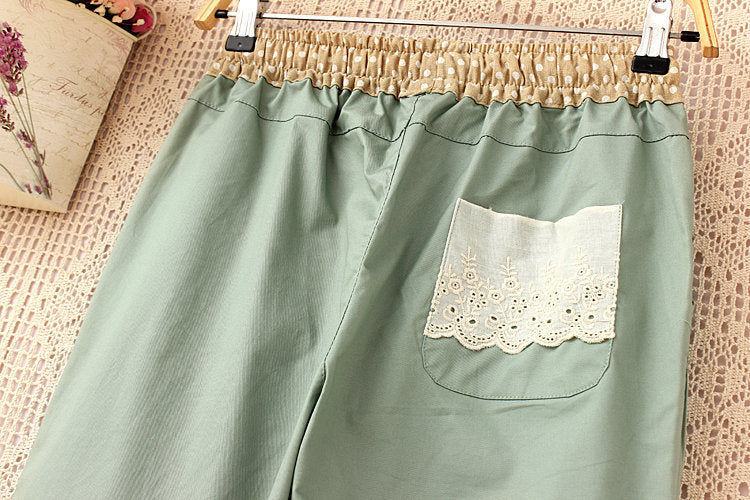 Japanese Embroidered Cotton And Linen Pants For Women