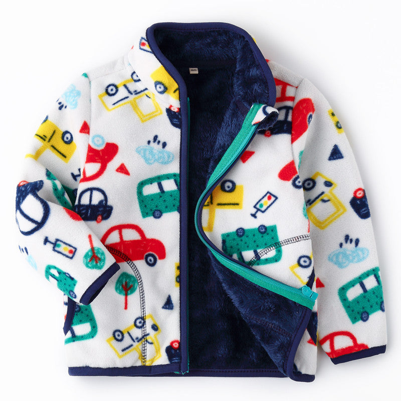 Thick Fur Printed Coats with Zipper for Kids Thick Fur Printed Coats Kids Zipper | Ectron Online