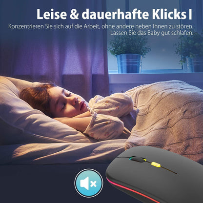 PC Maus Kabellos USB Wireless Mouse Computer Notebook Laptop Funkmaus Aufladbar