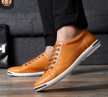 Men's Large Size Casual Leather Shoes – Breathable & Stylish Men's large size casual shoes fashion br | Ectron Online