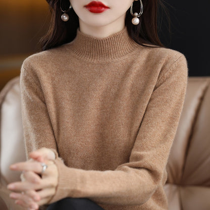 Women's Half-High Collar Sweater | Slimming Loose Knit Winter Top Autumn And Winter Sweater Half-high Coll | Ectron Online