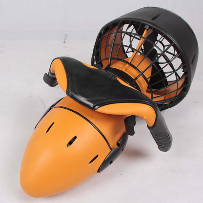 Electric Water Scooter for Swimming & Surfing in vibrant orange design, showcasing its powerful jet propulsion.