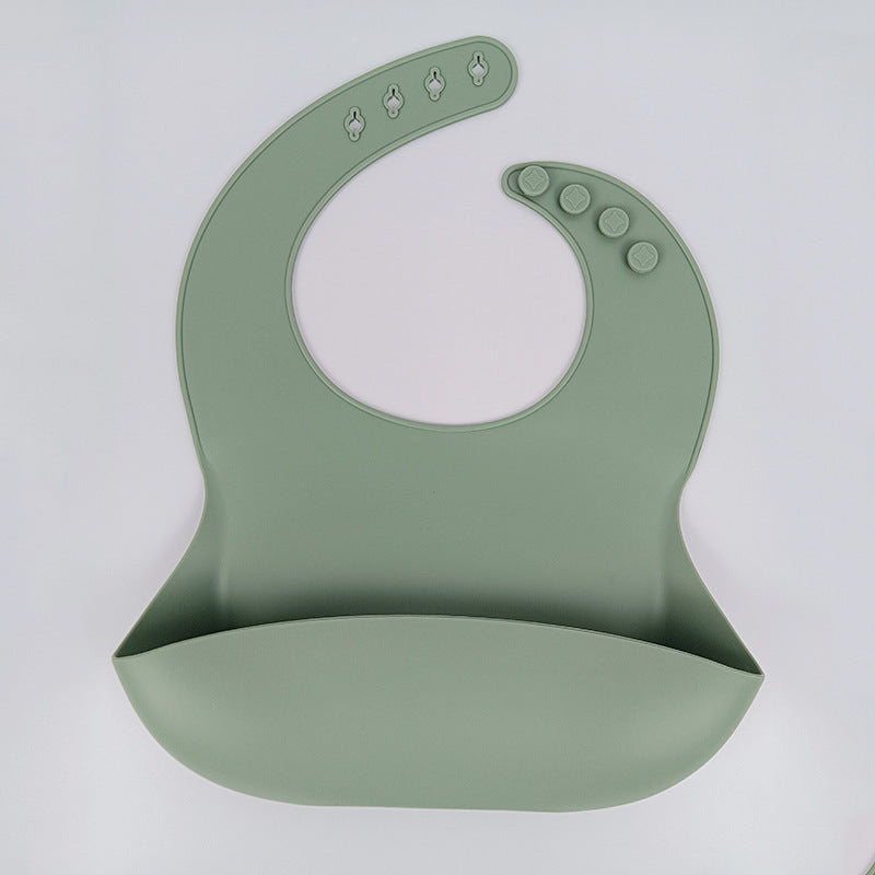{{ brand }} Elegant Silicone Baby Bib – Waterproof, Soft & Easy to Clean Olive Green - New Children Eating Silicone Bib