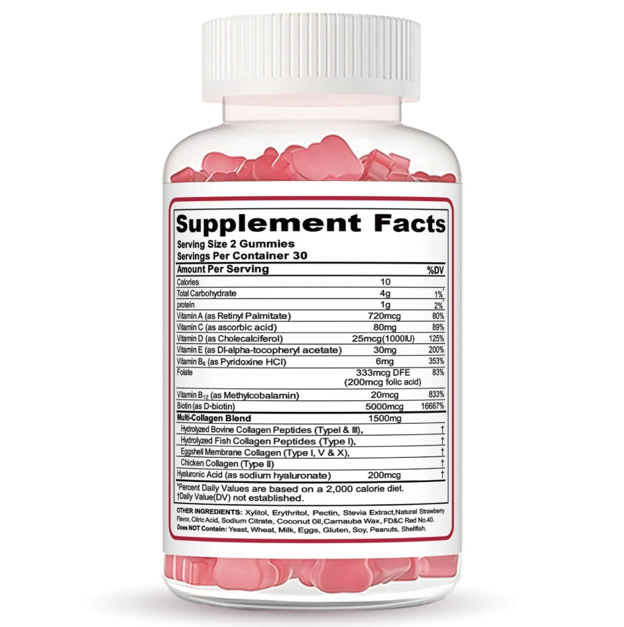 Collagen Peptide Gummies - Bioactive Skin, Hair & Nail Support