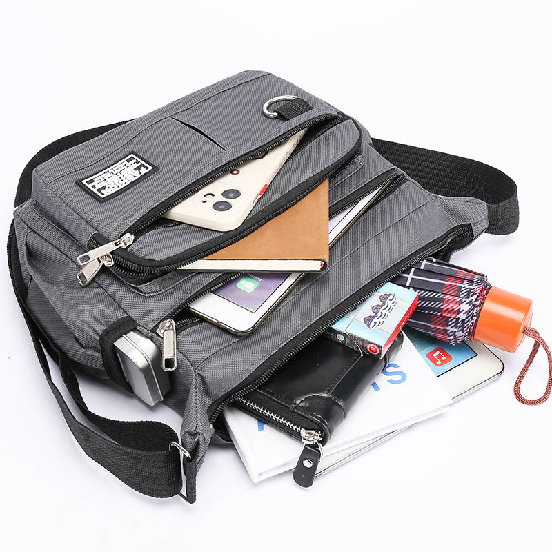 Men's Outdoor Leisure Multi-layer Zipper Messenger Bag