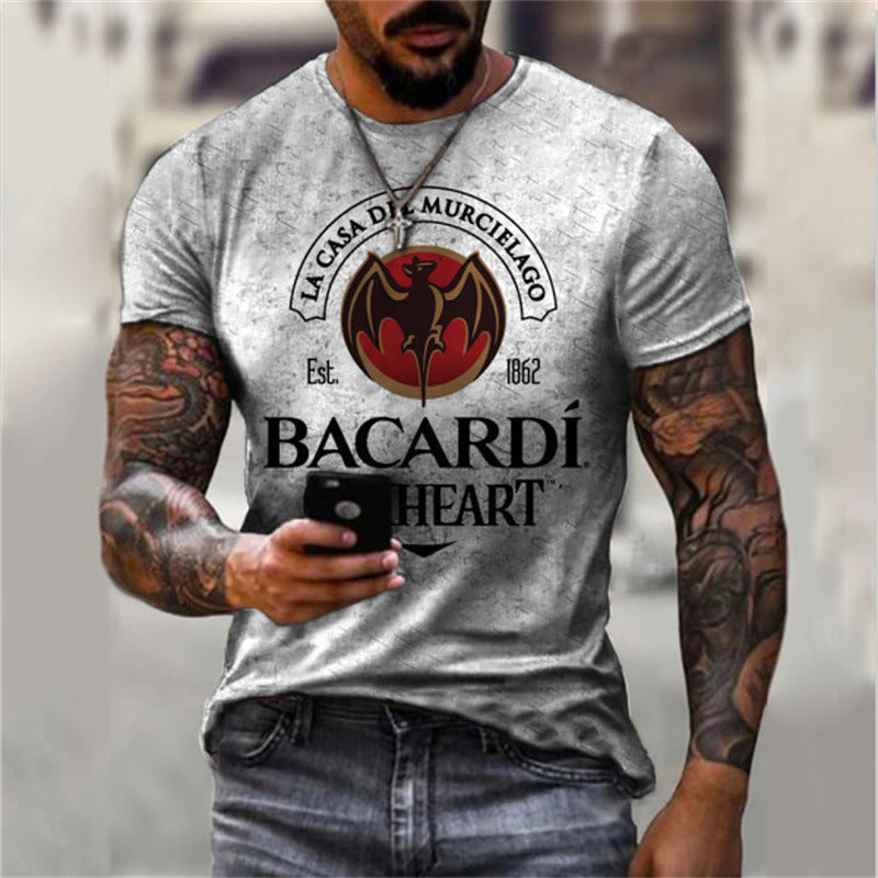 Men’s Vintage 3D Print Tee – English Style Casual Short Sleeve 3D Digital Vintage Print English Men's C | Ectron Online