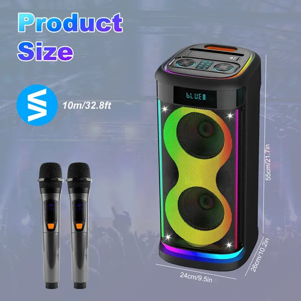 Portable Wireless Party Speaker | Bluetooth Speaker with Mic & Guitar In