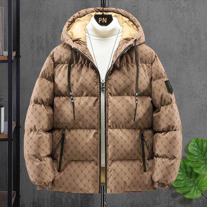Men's Padded Hooded Cotton Coat Autumn And Winter Casual Printing Popula | Ectron Online